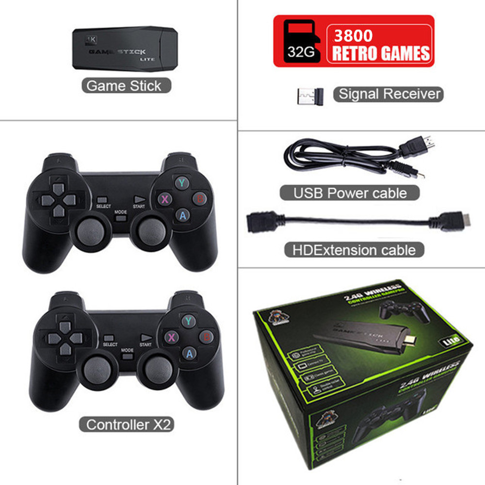 M8 Videospielkonsole 24G Doppel Wireless Controller Game Stick 4K HD TV 64G 32G BAUN 10000 GAME 3800 RETRO CLASSION GAMES 1416970