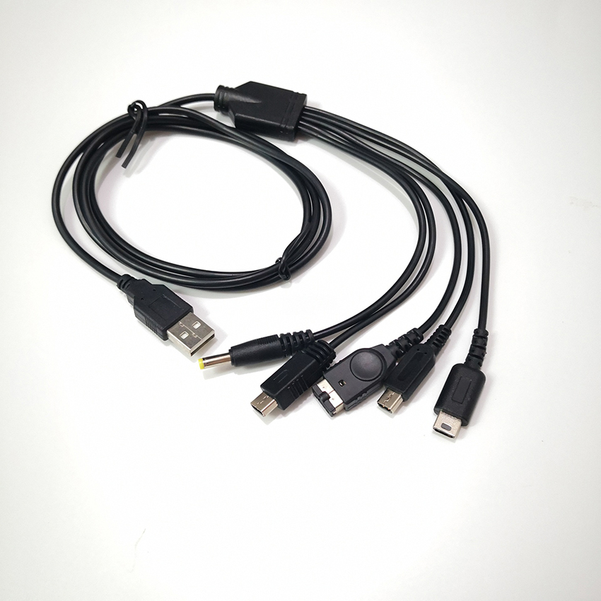5 I 1 laddare strömkabel för USB till SP/3DS/NDSLite/Wii U/PSP -spelkonsol 1.2m