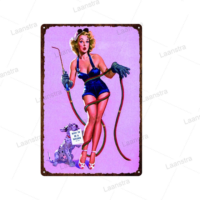 Tin Sign Pin Up Girl Vintage Movie Poster Metal Plaque Sign Bar Home Wall Decor Signs Retro Metal Poster Man Cave Pub Iron Plate 30X20cm W03