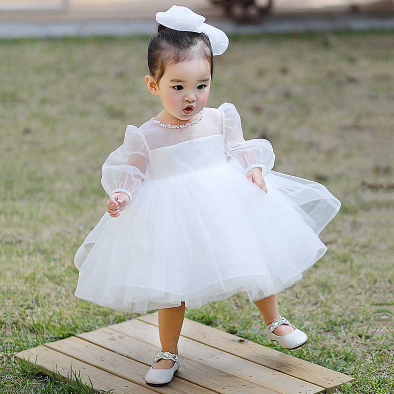 Girl's Dresses Toddler Baby Girl Summer Dress Infant Princess Dress White Tulle 1 Year Birthday Baby Girls Party Dress Newborn Baptism Gown