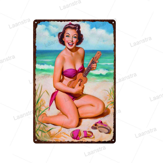 Tin Sign Pin Up Girl Vintage Movie Poster Metal Plaque Sign Bar Home Wall Decor Signs Retro Metal Poster Man Cave Pub Iron Plate 30X20cm W03