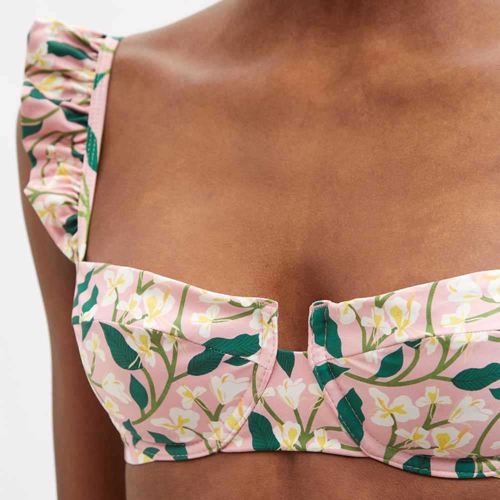 Kvinnors badkläder Fashion Floral Print Bikini Two-Piece High midjemidja Badkläder Cover-Ups Separera Bandeau Cutout Backless Surf Wear Swimming Biquini T230303