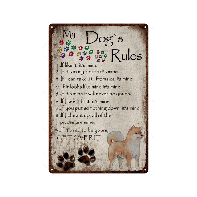 Hondenregels Vintage Tin Sign Pet Rule Metal Sign Decoratieve Plaque Kennel Wall Decor Living Room Man Cave Cafe Farm Home Decoratie Gepersonaliseerd Tin Sign Maat 30x20 W01