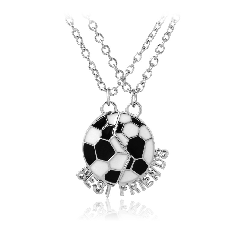 Mode 2 stks /set beste vriend voetbalontwerper ketting vrouw heren ketting Zuid -Amerikaanse verzilverde hangende hangende man kettingen hangers vriendschap sieraden cadeau