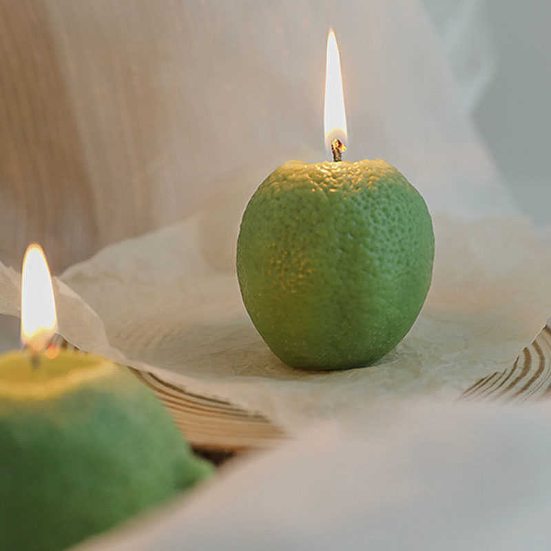 Geurende 3D Aromatherapie Creatief Oranje Citroenvorm Kaas Sojabonen Feestcadeau Woondecoratie Kaarsen maken 