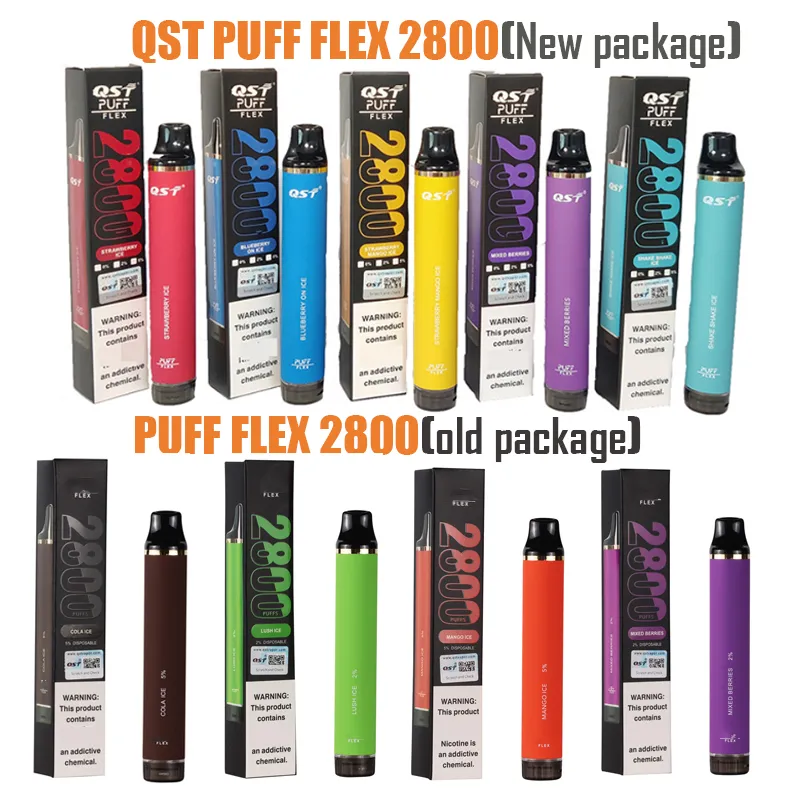 Top quality PUFF FLEX 2% 5% Options 2800 Puffs Disposable Bars Vape Pen 850mAh Battery 10ML Cartridge Pre Filled e Cigs Vaporizers Portable Vapor Devcice