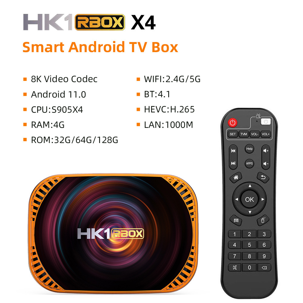 HK1 RBOX X4 Android 11 TV Box Amlogic S905x4 8K 32G 64G 128 GB 3D WiFi 2.4G 5G obsługa Google STET SET BOX
