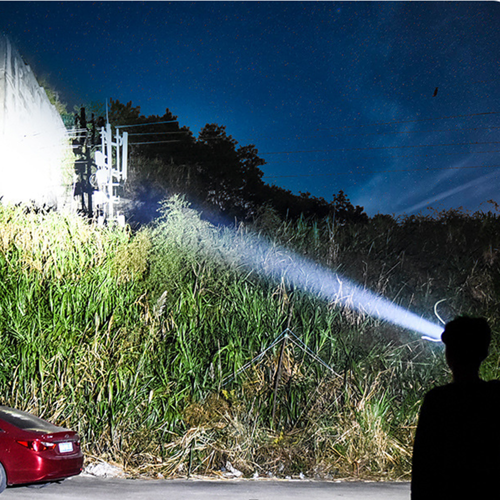 Sensor recarregável LED de farol de zoom de zoom de faróis tocha ao ar livre super brilhante camping à prova d'água de caça à caça de caça