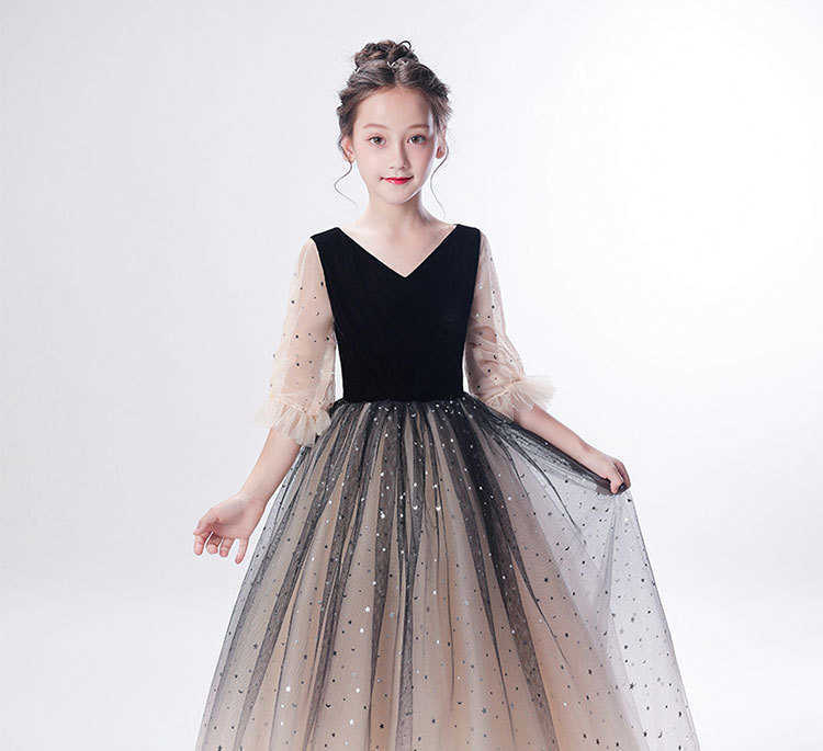 Flickans klänningar aftonklänningar för tonårsflickor i full längd Julklänning Girl Tulle Princess 3Y-14y Chistening Dress for Baby Girl Vintage