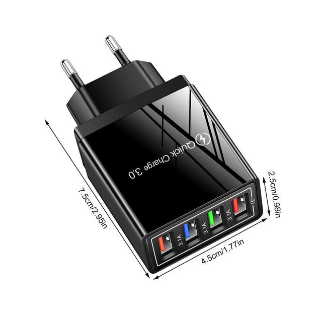 USB Wall Charger Multiport 3.0 Блок быстрой зарядки для всех USB -зарядных устройств 4 USB -порты зарядки адаптер