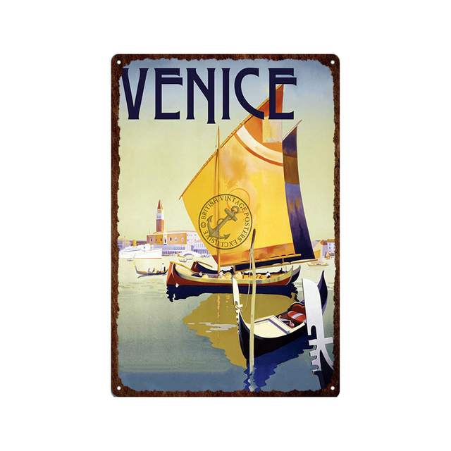 Retro City Landscape Nepal Paris Venice Metal Painting Plate Wall Decor Art Posters Tin Signs Man Cave Bar Club Decoration Shabby Plaque 30X20cm W03