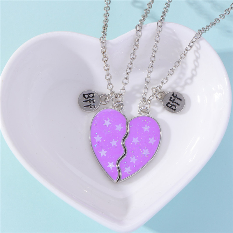 Meilleurs amis lettres 2 pièces/ensemble collier de créateur pour enfants rose violet coeur BFF papillon pendentif étudiant colliers chaîne en argent bijoux d'amitié cadeau ami