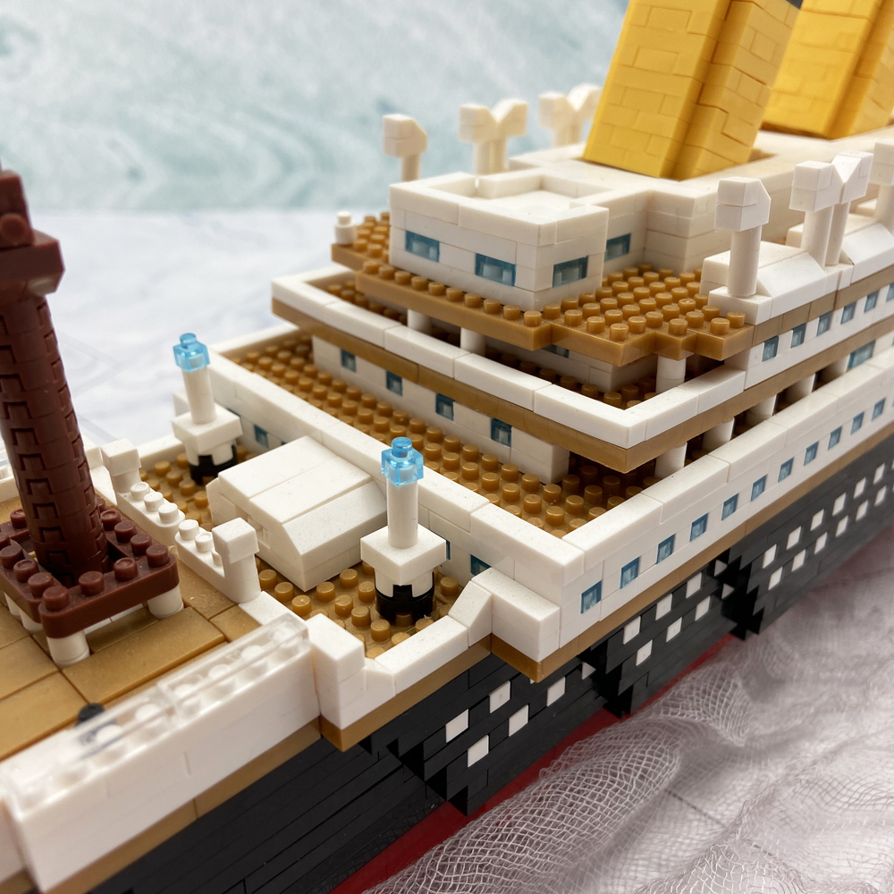 Titanic Cruise Love Ship Kunststoff-Modell-Set, 3D-Modellbausteine für Mädchen, Geschenk, Mikroziegel, Spielzeug-Kits, Zusammenbauen eines Bootes für Erwachsene