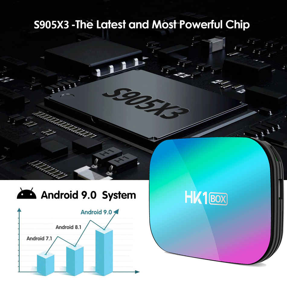 HK1 Box 8K 4GB 128GB TV Box Android 9.0 Amlogic S905X3 WiFi 1000M 4K GooglePlay Set Top Box Smart Media Player