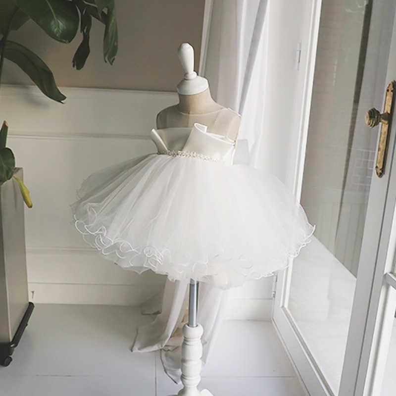 Kız Elbiseleri Teenmiro Bebek 1. Doğum Günü Düğün Elbise Kız Prenses Elbiseler Bebek Butik Balo Gown Girl Vaftiz Beyaz Vestidos W0224