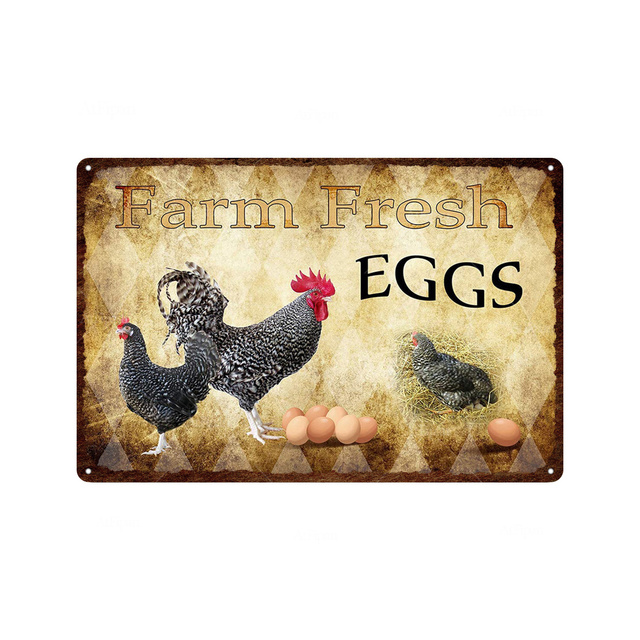 Plaques d'image de poulet de peinture vintage de poulet, coq poules, signes en étain en métal, plaque rétro pour bar, pub, ferme, décoration murale de maison, signes en étain personnalisés, taille 30 x 20 w01