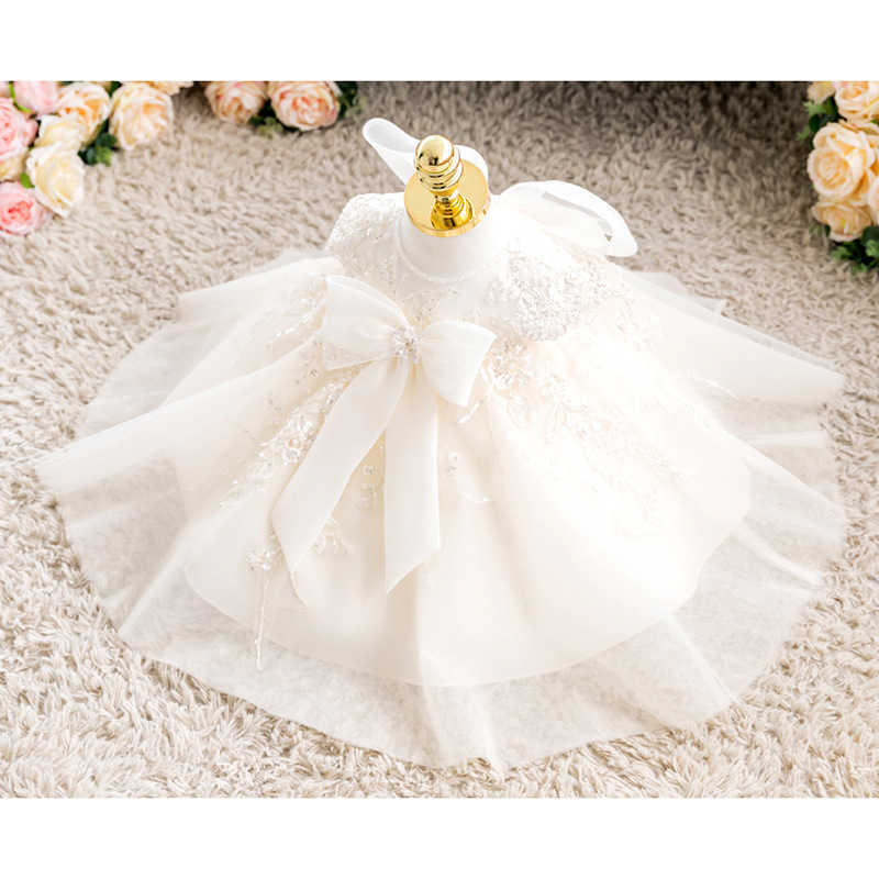 Mädchenkleider Kleinkind Baby Taufe Weißes Kleid für Mädchen Neugeborene Hochzeit Party 1. Geburtstag Prinzessin Kleid Abend Mädchen Kleidung Abendkleid W0224