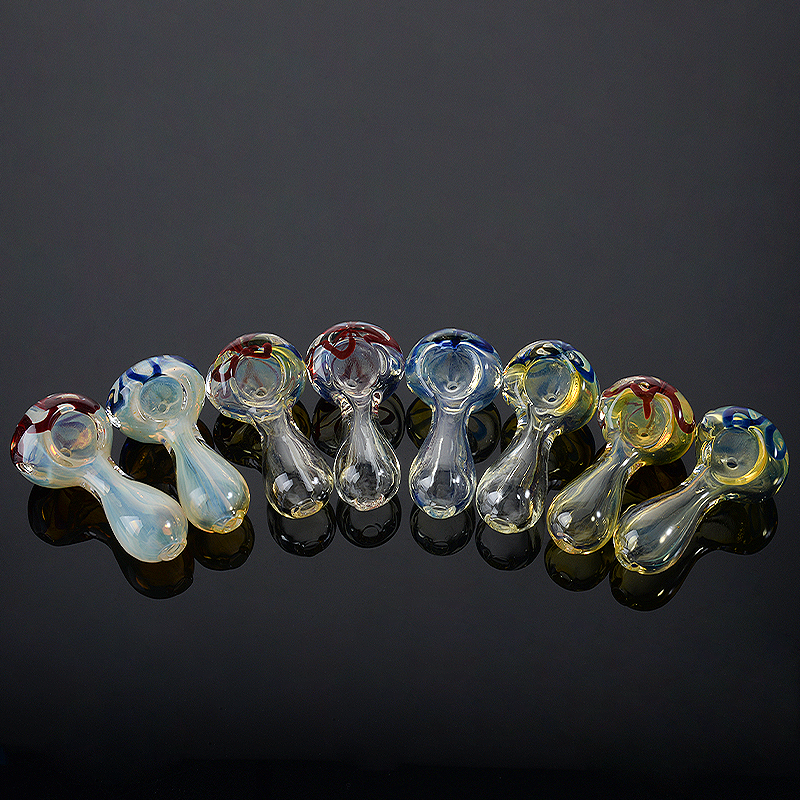 Groothandel 6 cm Bedwelmende Kleurrijke Glazen Pijpen Tabak Pijp Glas Pyrex Olie Brander Pijpen Roken Hand Pijp Mini Lepel pijp