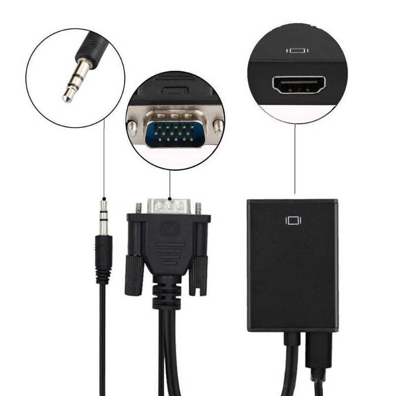 Adaptador feminino compatível com vga masculino para HDMI para PC Lapting Game Player Support Full HD 1080