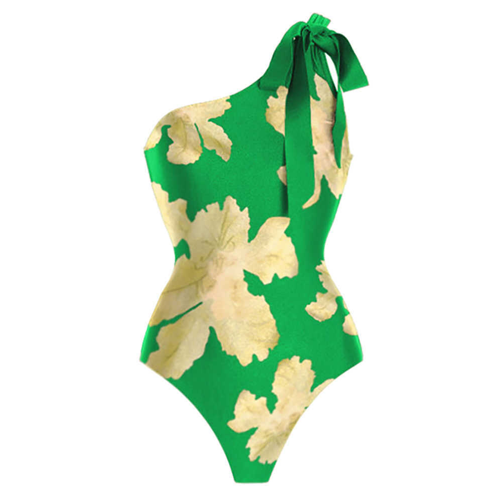 Dames zwemkleding groene kleur één-stuks zwempak de schouderzwemkleding jurk zwemmen biquini zomer strandkleding backless surfkleding tankini luxe t230303