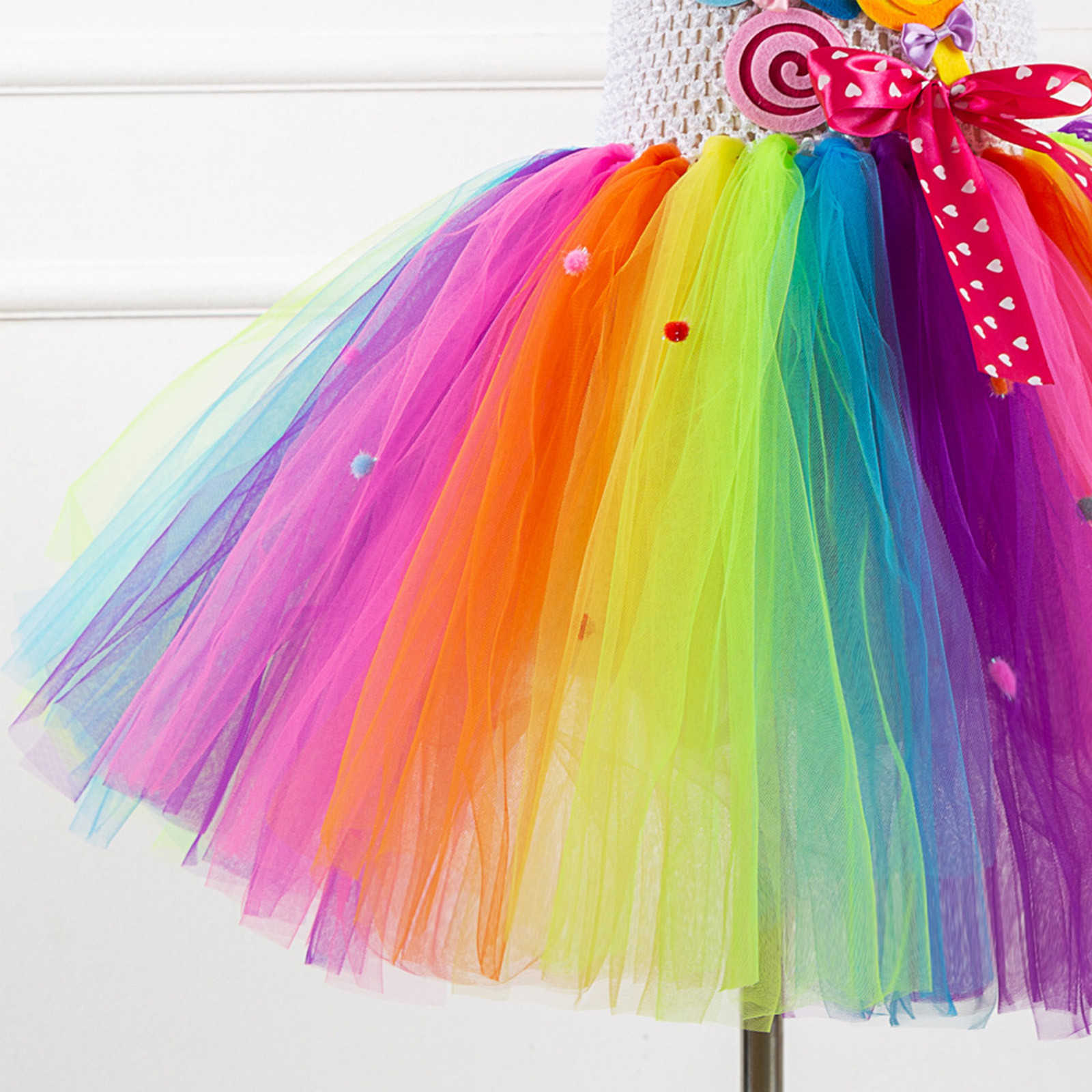 Girl's jurken peuter meisjes mouwloze babys verjaardag jurken meisje feest tutu prinses jurk kinderen regenboogjurk eenvoudige jurk met lange mouwen w0224