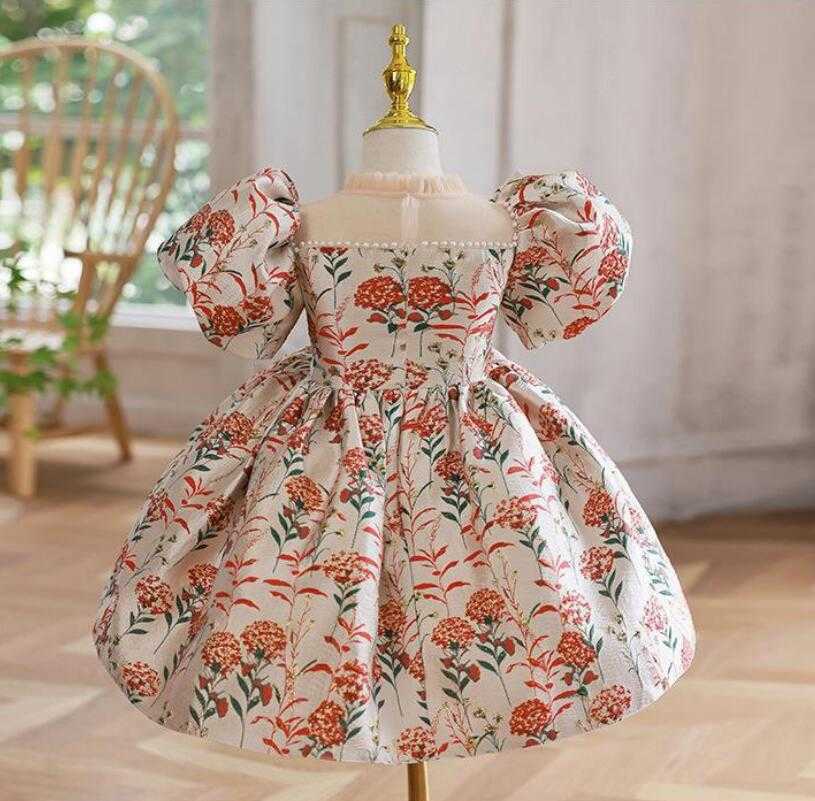 Abiti da ragazza Lolita spagnola Neonate Principessa Abito da ballo Bambini Carino Perline Jacquard Festa di compleanno Battesimo Abiti da boutique y810 W0224