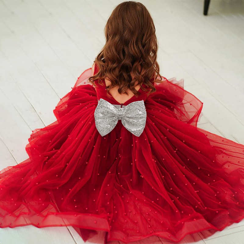 Girl's Dresses 2022 New Summer Girls Cosplay Bow Tulle Dress Princess Kids Carnival Party Dress Wedding Birthday Vestidos 2-10 Years Old W0224