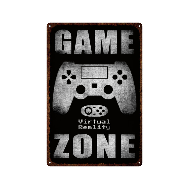 Game Zone Tin Sign Decor Metal Signs Vintage Game Working Warning For Home House Club Game Room Man Cave Wall Decoration Plaque personalized Tin Signs Size 30X20CM w01