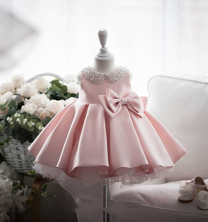 Girl's Dresses Newborn Baby Baptism Dress For Girls Princess Infant Tutu Christening Gown Beaded Bow Birthday Party Dresses Children Clothes
