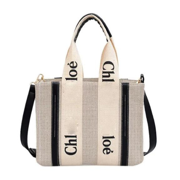 Hot sell fashionable home shopping bag canvas leisure chlo12es Beach handbag shoulder bags Beautiful gift BLACK khaki