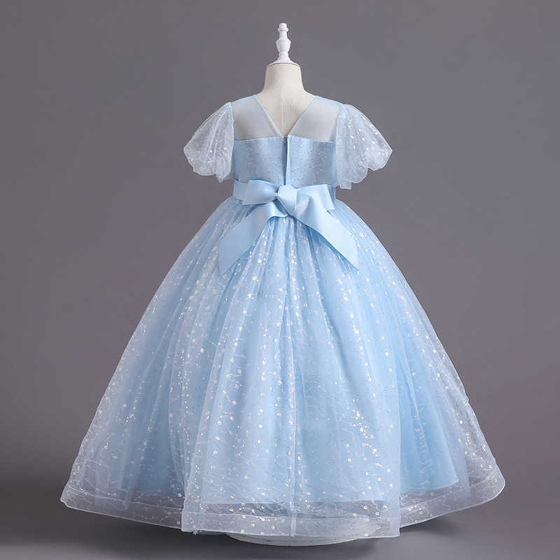 Robes de fille Yoliyolei 2022 été princesse filles robe manches bouffantes demoiselle d'honneur enfants vêtements longue robe de soirée blanche pour enfants fille 8-13Y W0224