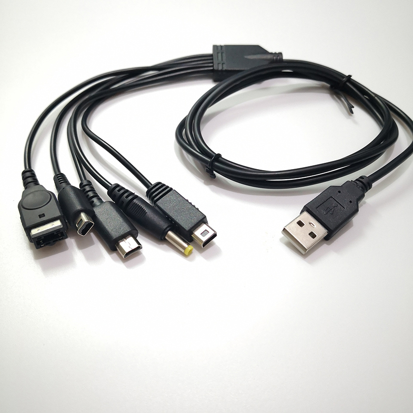 Câble d'alimentation chargeur 5 en 1 pour console de jeu USB vers SP/3DS/NDSLITE/WII U/PSP 1.2M