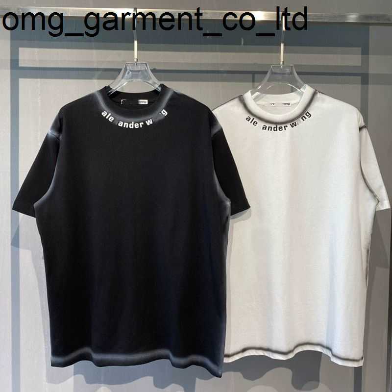 

2023 designer men's summer new alexanders glue press men's women's wangs loose short sleeve fashion brand t-shirt, White