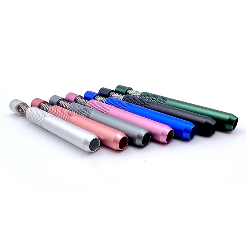 Colorful Aluminium Alloy Pipes Portable Press Spring Dry Herb Tobacco Cigarette Holder Smoking Filter Mouthpiece Dugout Innovative Tips DHL