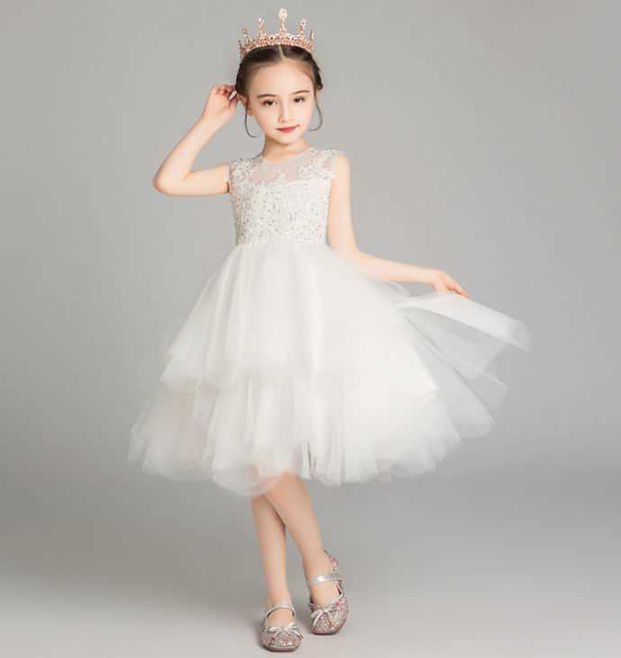 Mädchenkleider Mädchen-Abendkleid, besticktes Perlen-Partykleid, mehrlagiges Ballkleid für Hochzeit, Prinzessinnenkleid, Kinderkleidung, 2–12 Jahre, E20259 W0224