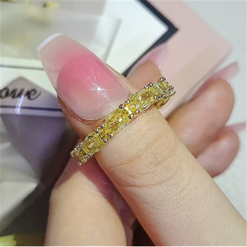 Eternity AAAAA Zircon Finger Ring 925 Sterling Silver Party Bröllopsringar för Kvinnor Män Lova Förlovning Smycken Present