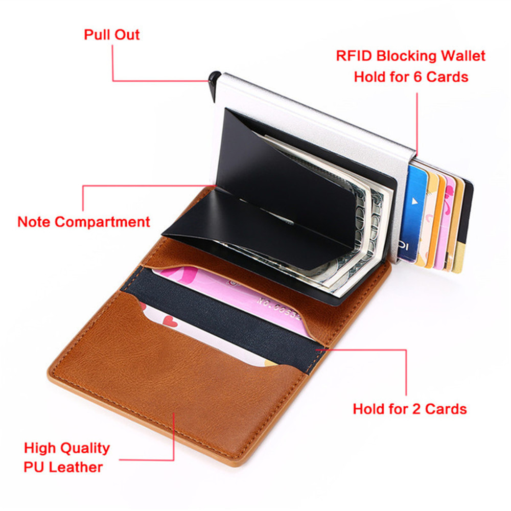 Id Credit Bank Cartter Wallet Brand Luxury Men Anti RFID Bloqueio Protegido Couro Mágico Slim Mini Small Money Cartets Caso RL532