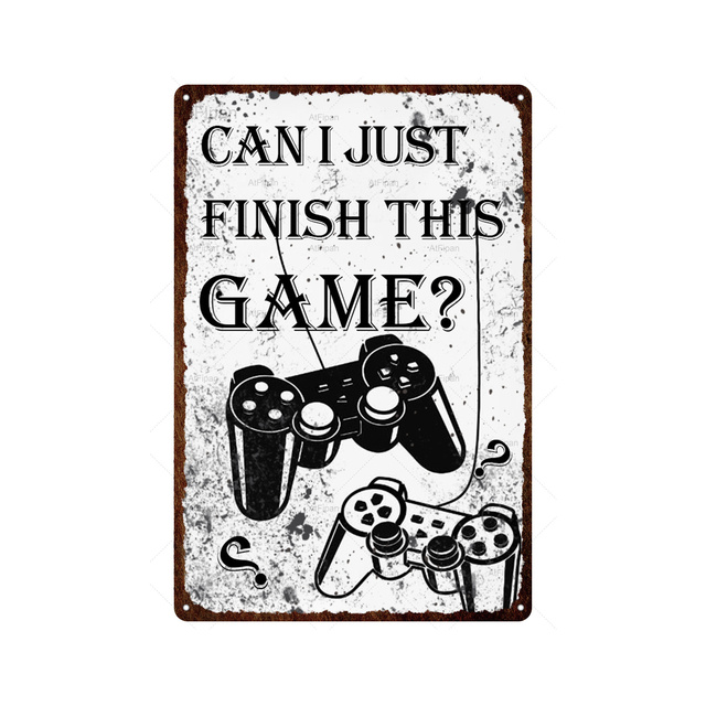 Game Zone Tin Sign Metal Signs Vintage Gamer Room Wall Decor Avertissement pour Home House Pub Club Game Room Man Cave Décoration murale personnalisée Tin Signs Taille 30X20CM w01