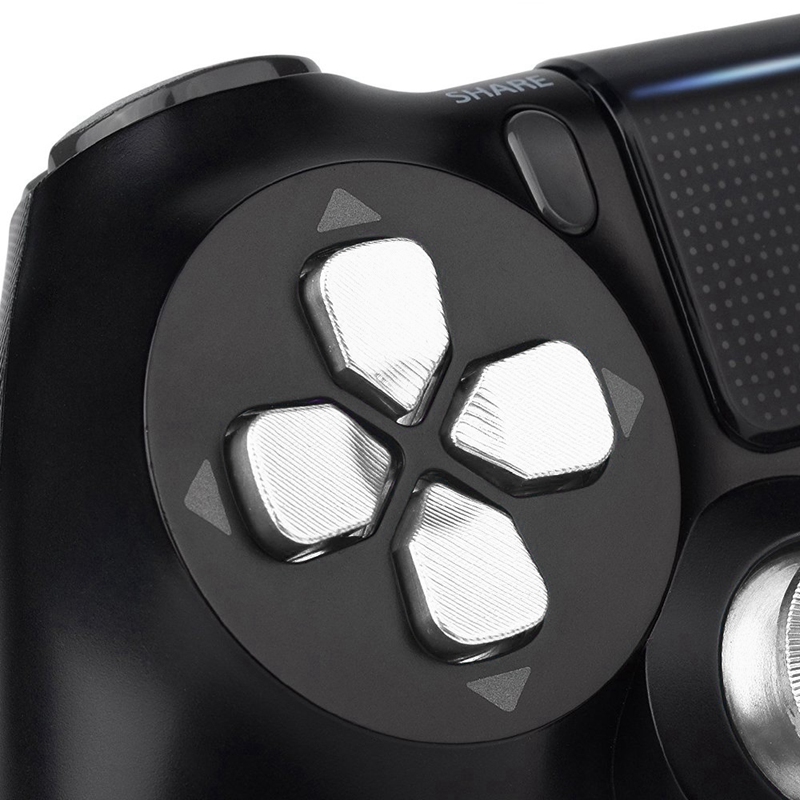 Substituição Thumbsticks Grip Thumb Grip e Chrome D-Pad Mod Kit Metal ABXY Console Controller Botões para PS4