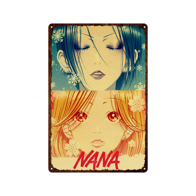 Vintage Japan Anime Nana Metal Tin Signs Poster Japanese Romance Love Anime Cool Girl Metal Plates Room Decor Art Man Cave Bar Adesivi murali personalizzati 30X20 w01