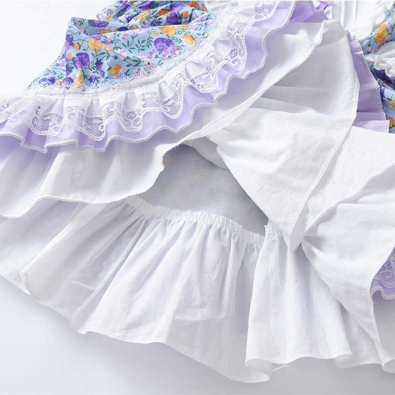 Robes de fille Pakaian Anak Perempuan pour Pernikahan Musim Panas Gaun Malam Pesta Ulang Tahun Anak Perempuan Motif Bunga Gaun Putri Gaya Lolita dengan