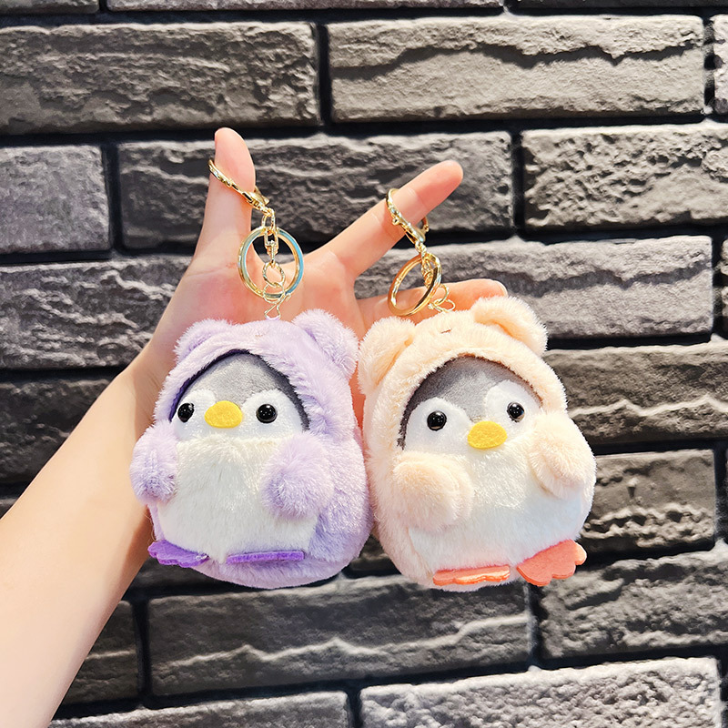 12 cm Kawaii Cartoon Little Penguin Plush Toy Pendant Creative Cross-Dressing Penguin Doll Keychain Doll Bag Accessories Gift LA541