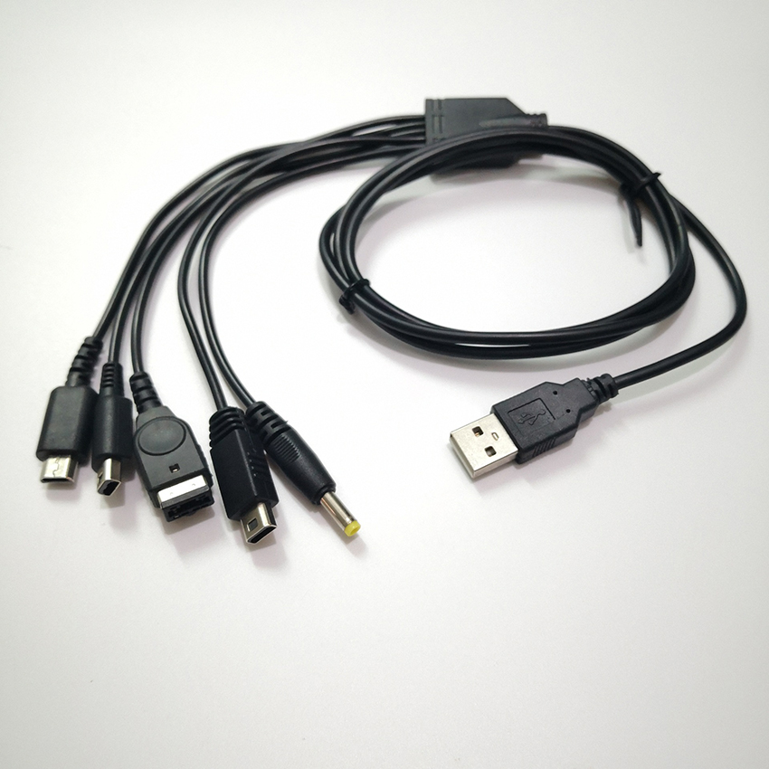 5 I 1 laddare strömkabel för USB till SP/3DS/NDSLite/Wii U/PSP -spelkonsol 1.2m