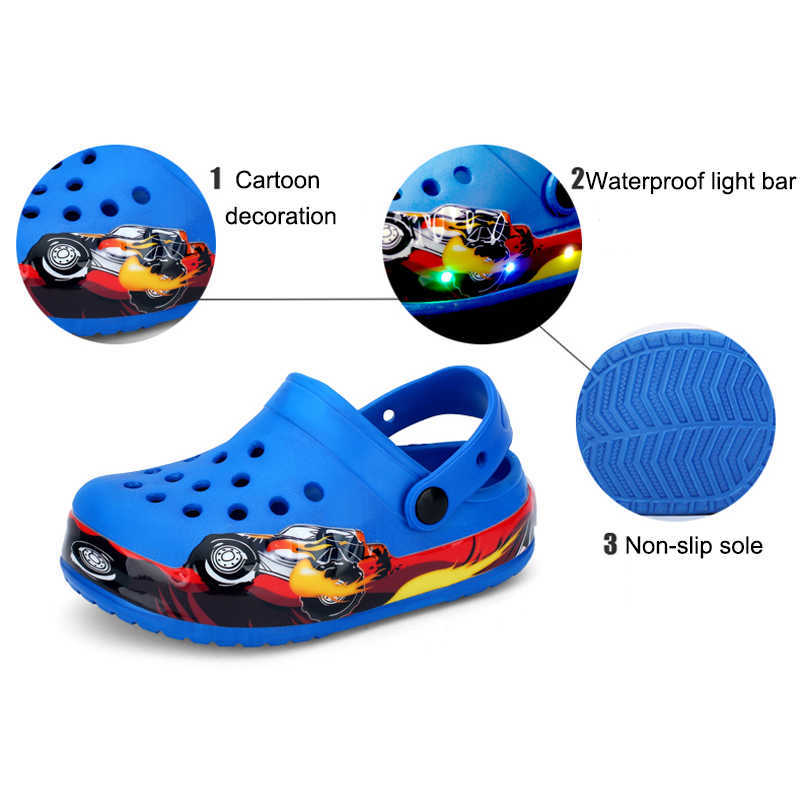 Pantofola NSOH Pantofole bambini Glow LED Scarpe da giardino bambini Materiale EVA Comode pantofole da bambina bambini Scarpe da casa bambini resistenti all'usura T230302