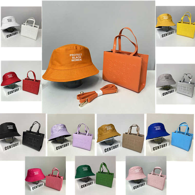 Totes DONNA TOTE BAG Ladies Protect Black People Bag Women Set Bucket Hat 2022 Luxury TOTE Borse donna Borsa Borsa e cappello Set