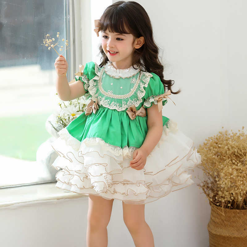 Girl's Dresses Baby Girls clothes Vintage Spanish Turkish Palace Ball Gown Lolita Princess tutu Dress for birthday Party fluffy Casual Dresses W0224