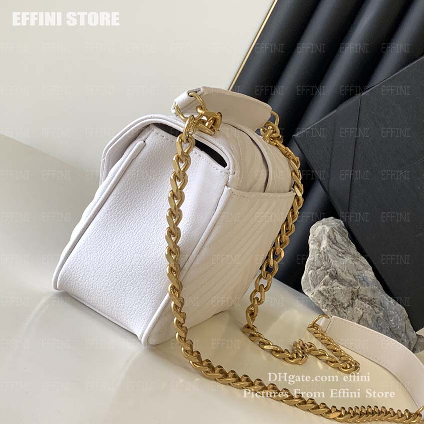 COLLEGE MEDIUM luxurys مصمم حقيبة Crossbody مبطن حمل حقيبة حقائب المحافظ النسائية جلد طبيعي رفرف سلسلة shouder رسول حقائب 24 سنتيمتر Effini