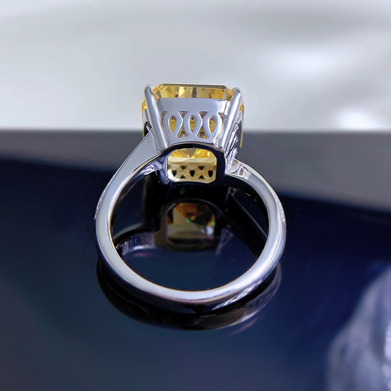 Asscher Cut 6ct Topaz Diamond Ring 100% Real 925 sterling silver Party Wedding band Anneaux pour les femmes Bijoux de fiançailles de mariée