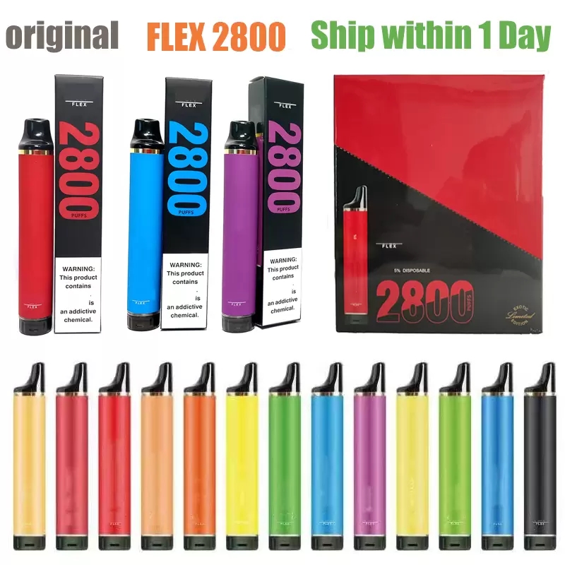 Toppkvalitet puff flex 2% 5% alternativ 2800 puffar engångsstänger VAPE PEN 850mah batteri 10 ml patron före fylld e cigs förångare bärbar ångavdelning