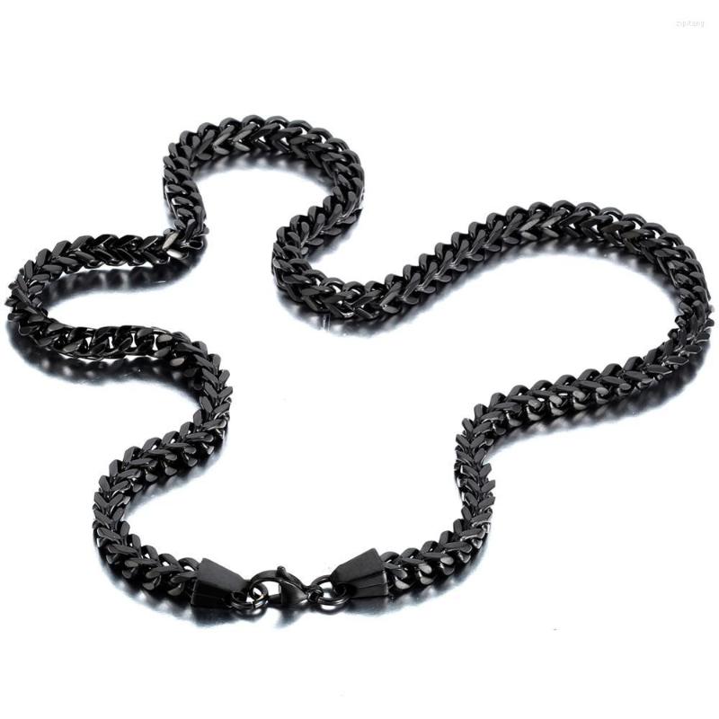 Chains 6mm Width Mens Stainless Steel Black Classic Square Cuban Curb Link Chain Men Necklace Long311x